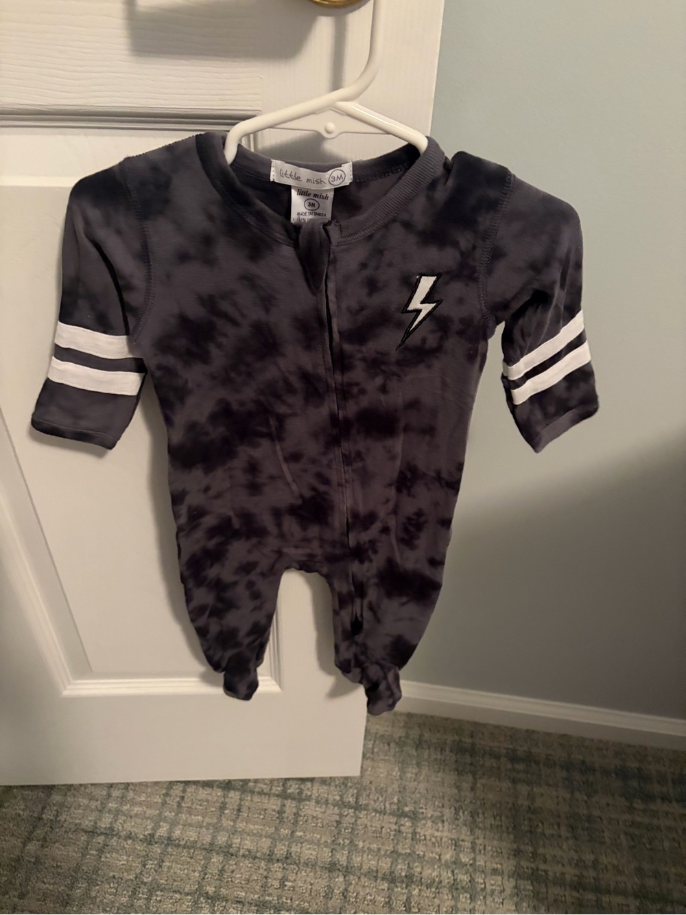 Little Mish Charcoal Tie-Dye Lightning Footed One-Piece